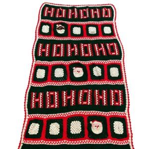 Vintage HO HO HO Granny Square Crochet Afghan